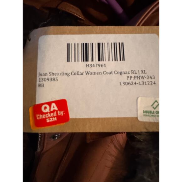 Decrum Women’s Real Leather Hooded Parka Coat Cognac Faux Fur Trim – Size XL NWT - Picture 12 of 12